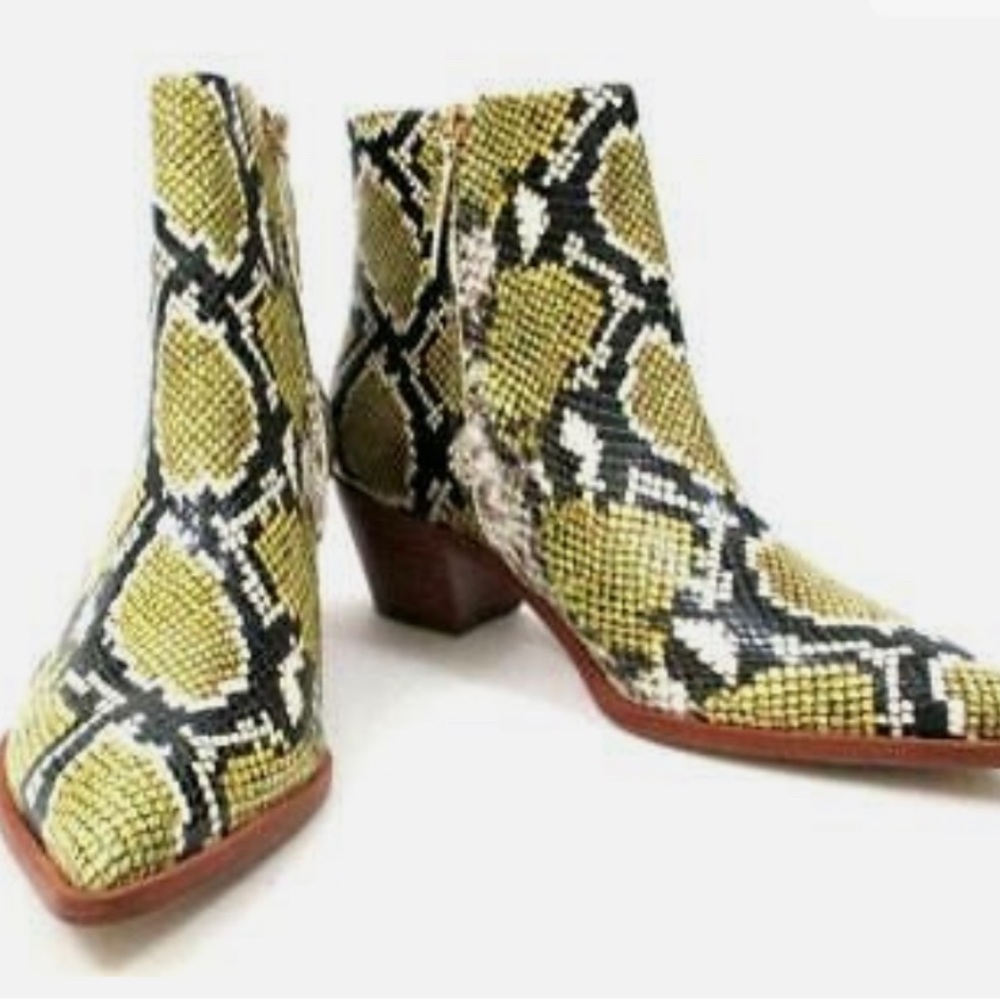 ULLA JOHNSON SNAKE EMBOSSED LEATHER CRUZ BOOTIES